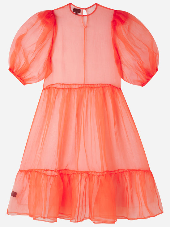 Orange Puff Sleeve Dress