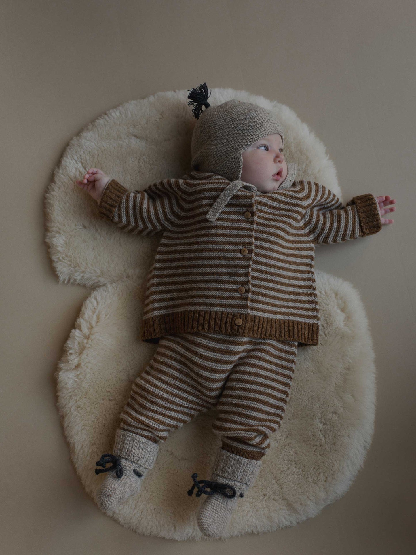 Chestnut Stripes Wool Cardigan