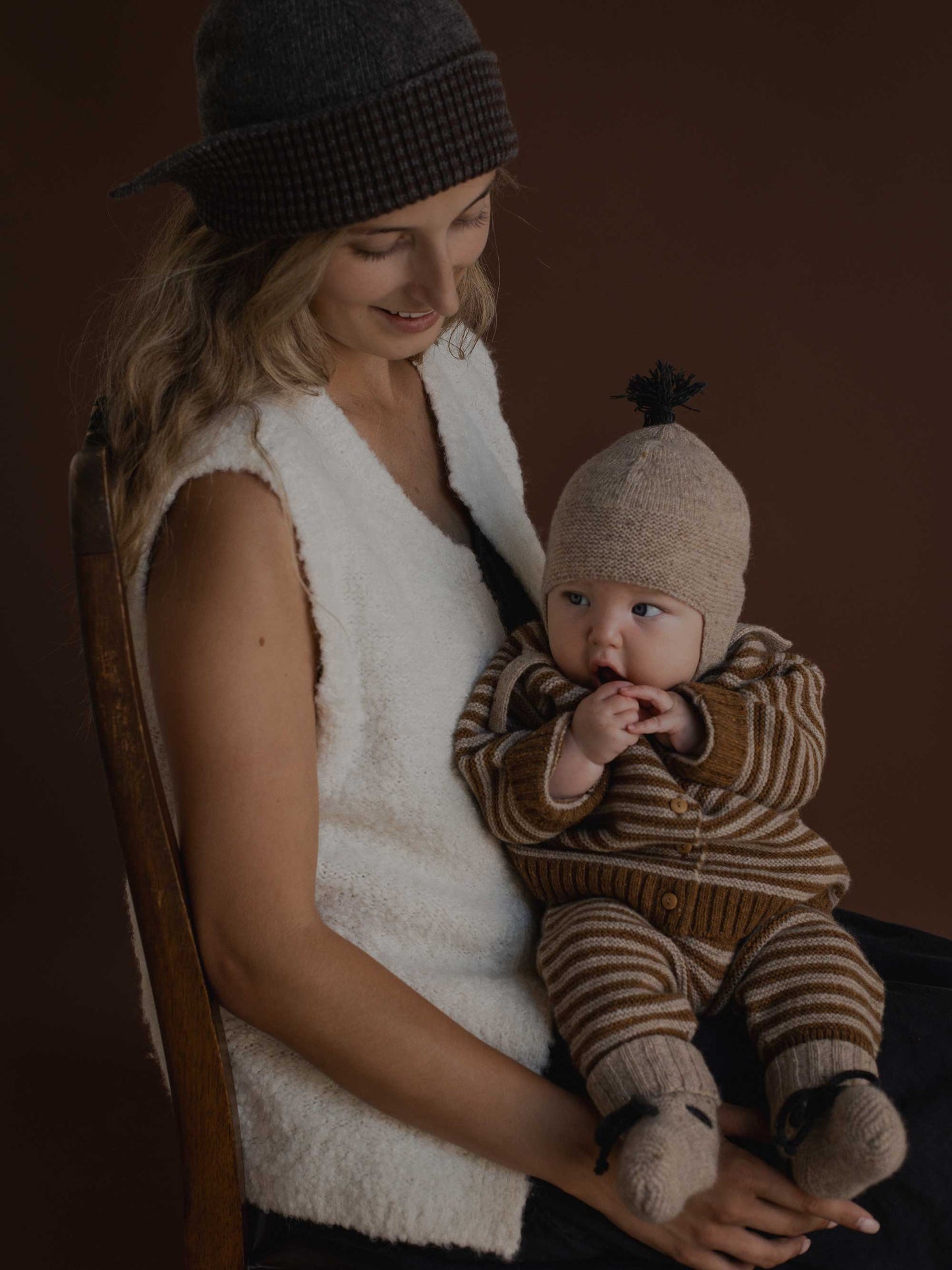 Chestnut Stripes Wool Cardigan