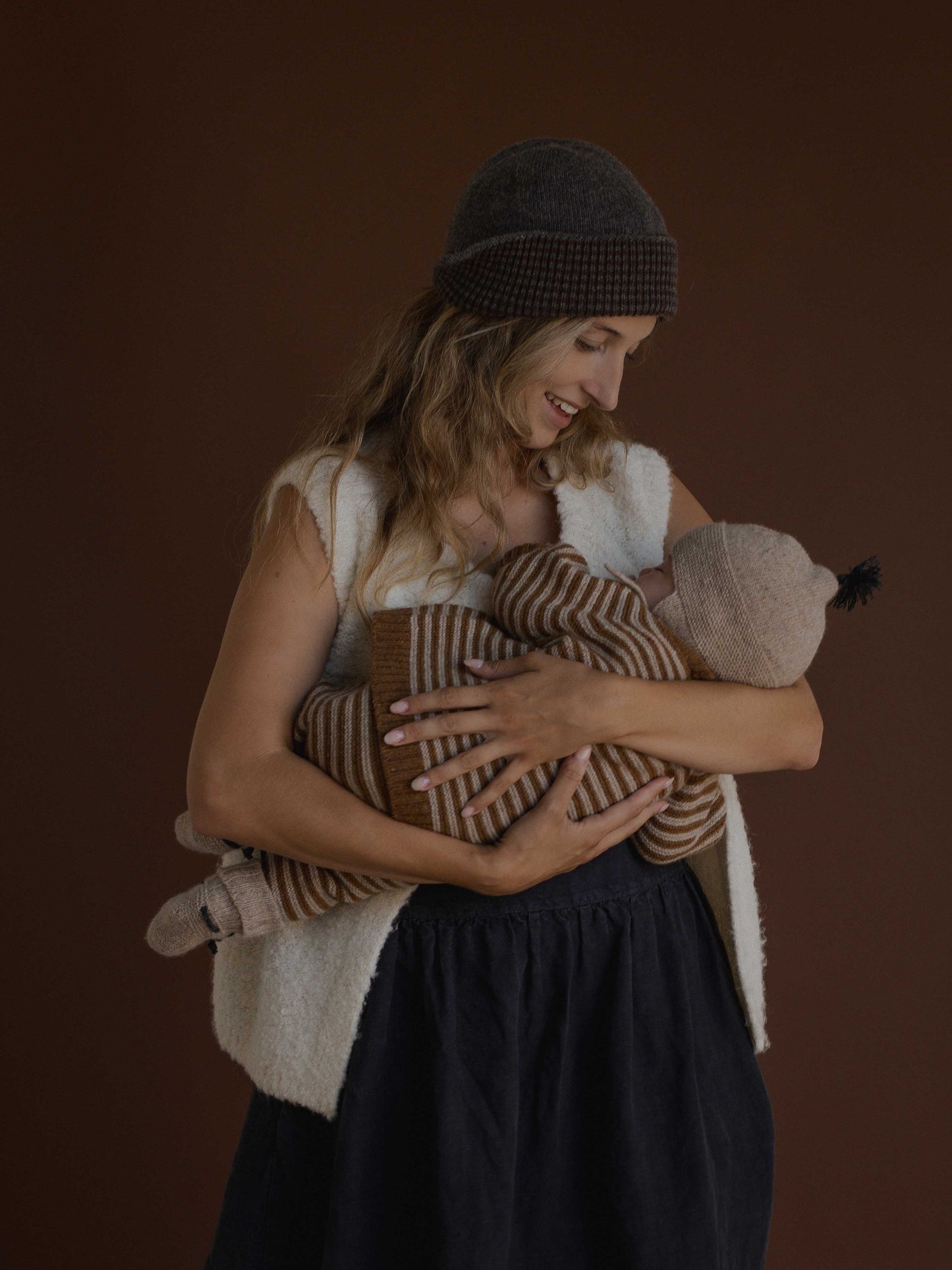 Chestnut Stripes Wool Cardigan