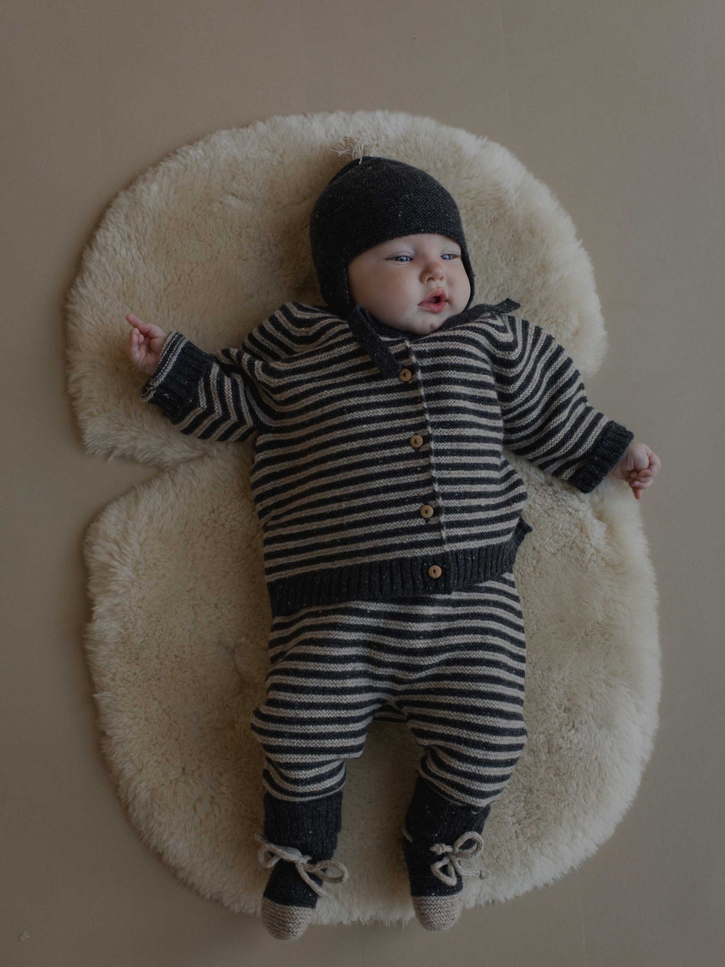 Charcoal Stripes Wool Salopettes