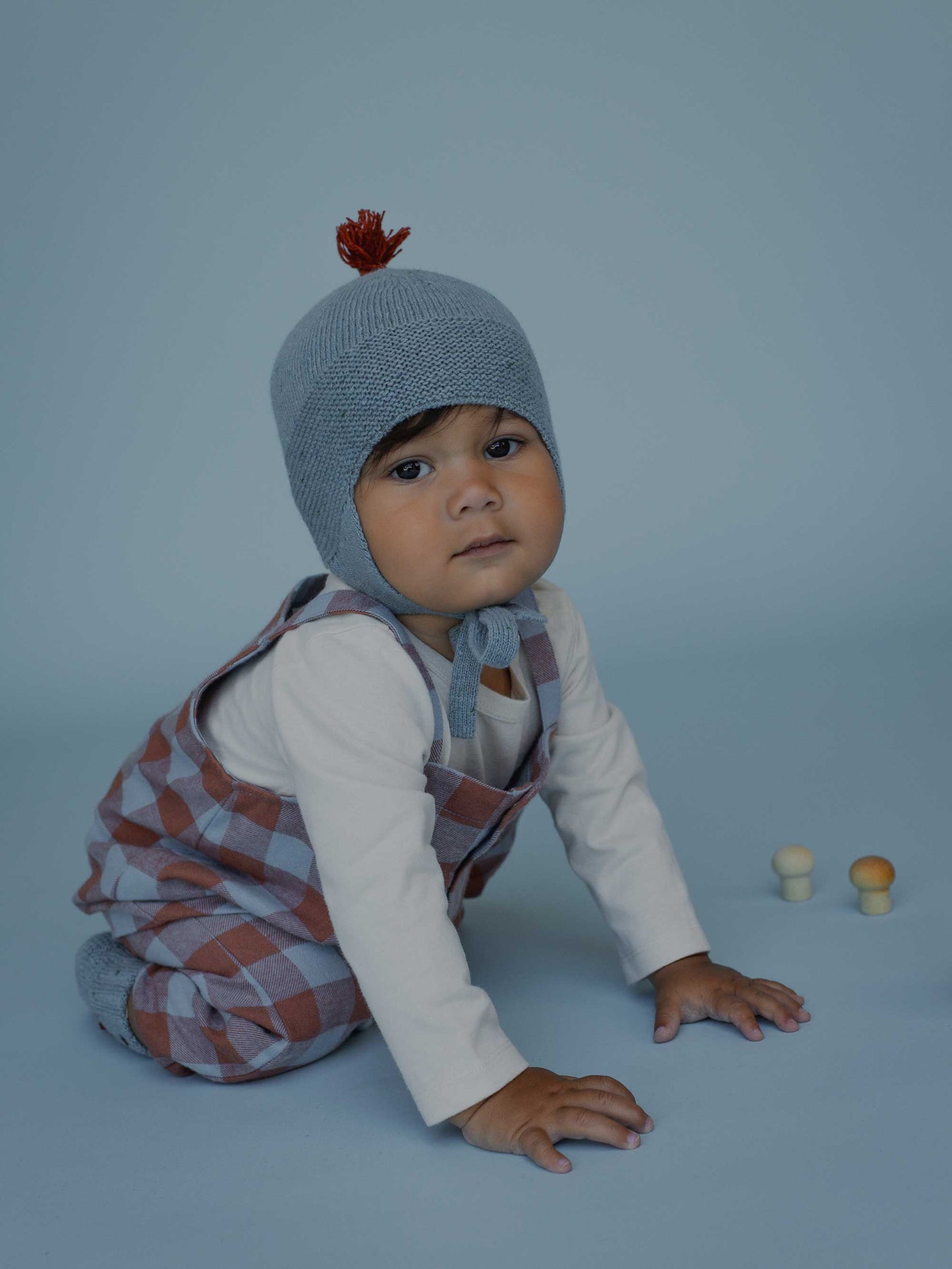 Winter Sky Contrast Tassel Hat