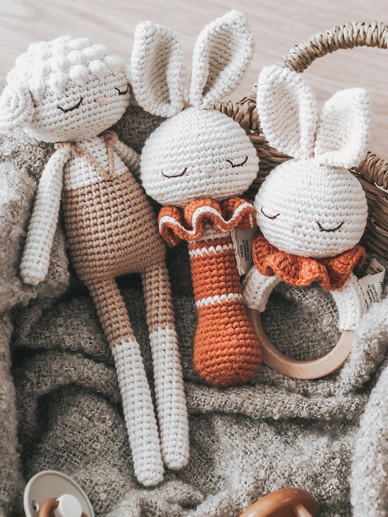 Terracotta Bunny Rattle with Bell