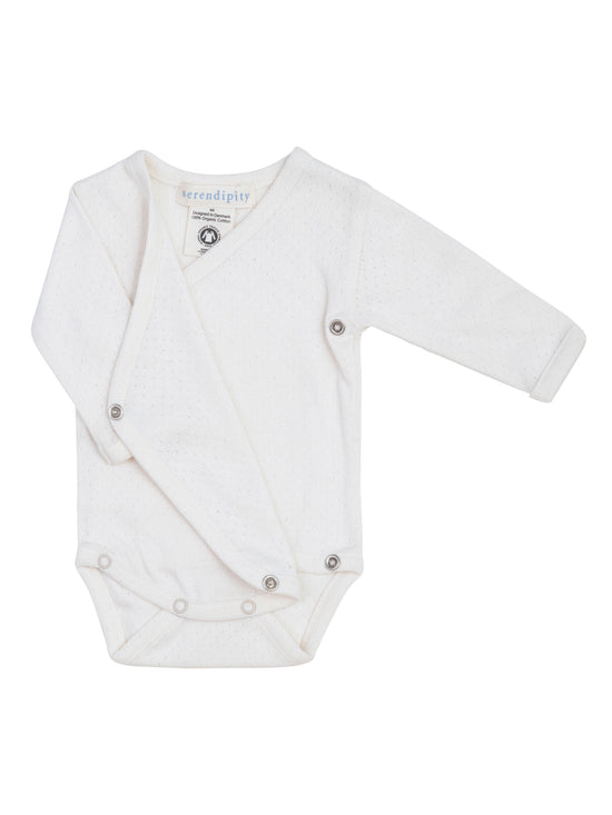 Off White Pointelle Wrap Body