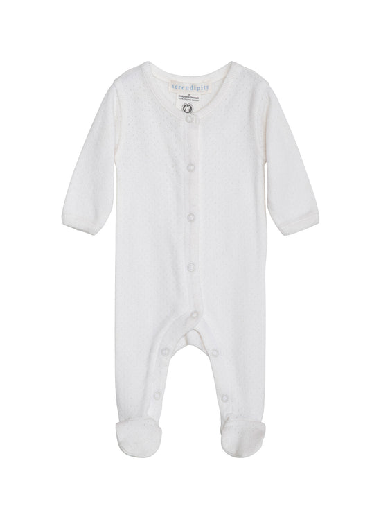 Off White Pointelle Sleepsuit