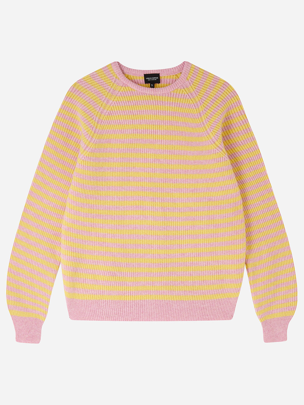 Pastel Pink & Yellow Stripe Rib Knit Jumper