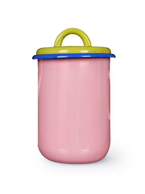 Pink & Olive Colorama Enamel Jar