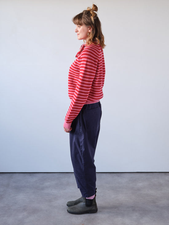 Pink & Red Stripe Rib Knit Jumper