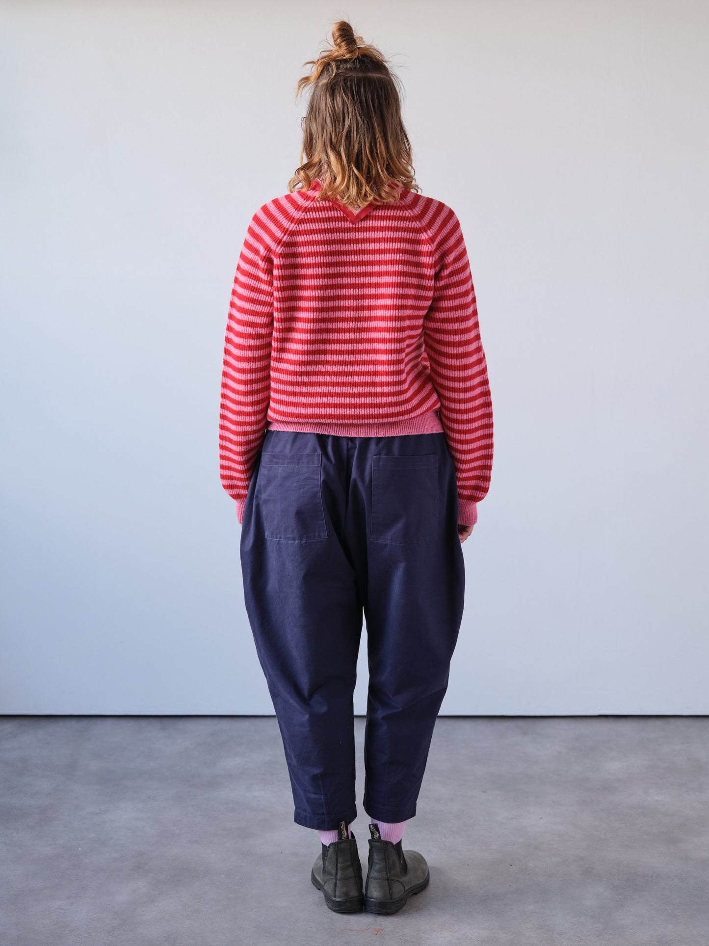 Pink & Red Stripe Rib Knit Jumper