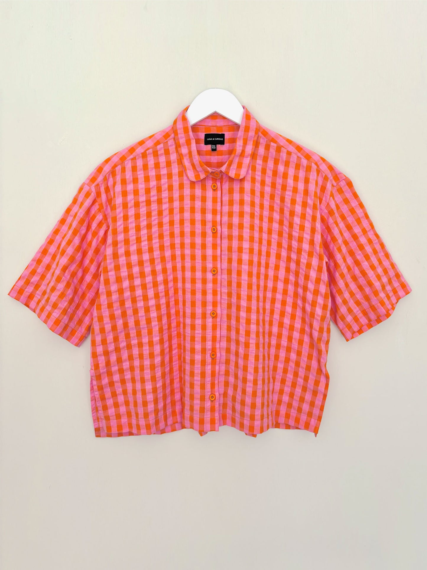 Pink & Orange Check Boxy Shirt