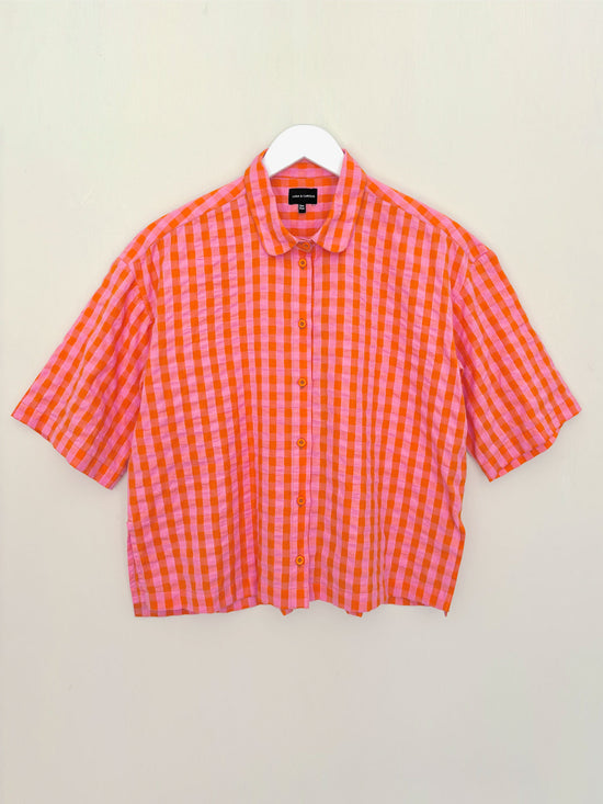 Pink & Orange Check Boxy Shirt