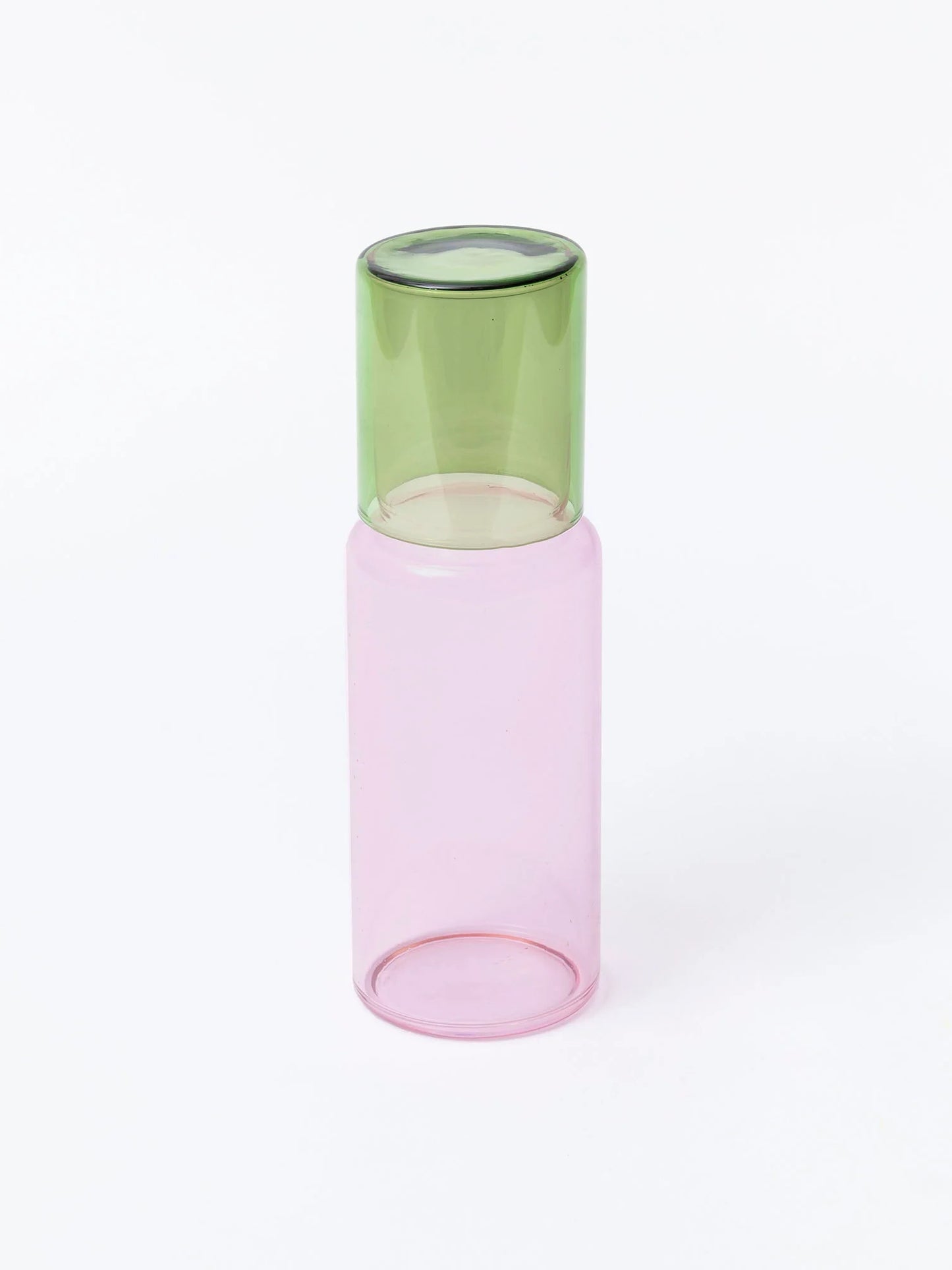 Load image into Gallery viewer, Pink &amp;amp; Green Glass Carafe
