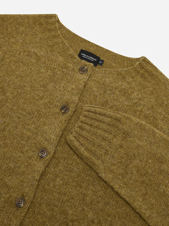 Moss Brushed Wool Cardigan