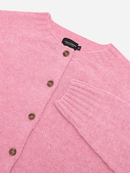 Pink Brushed Wool Cardigan