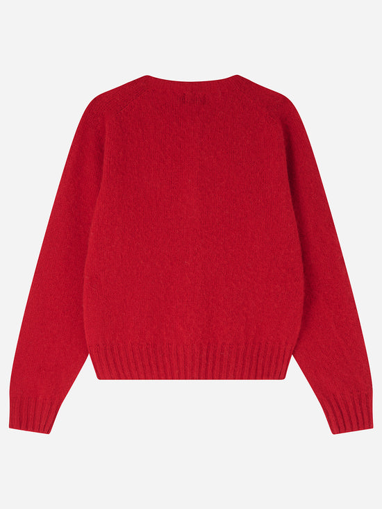 Red Brushed Wool Cardigan