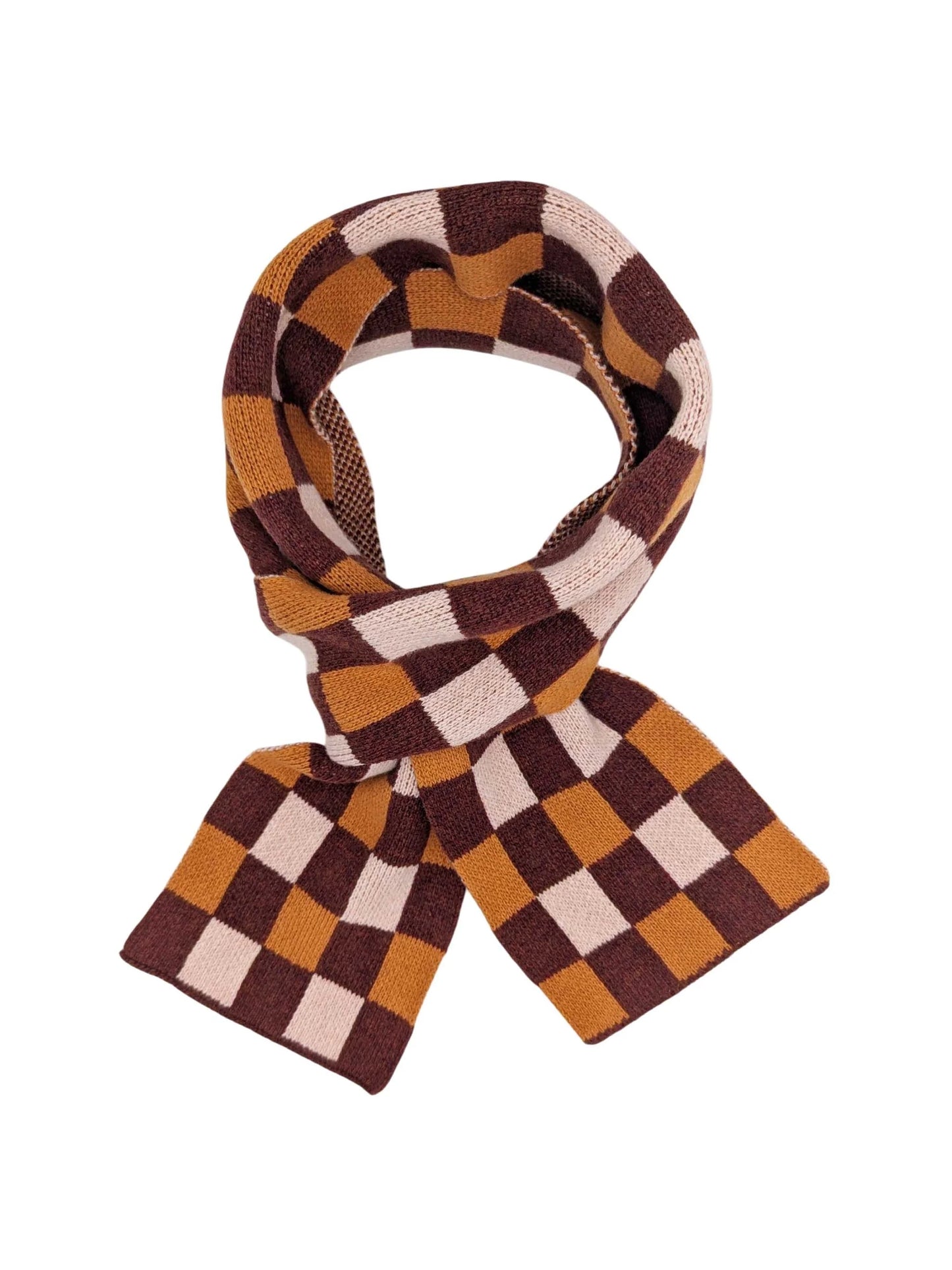 Dark Red & Rust Squares Wool Scarf