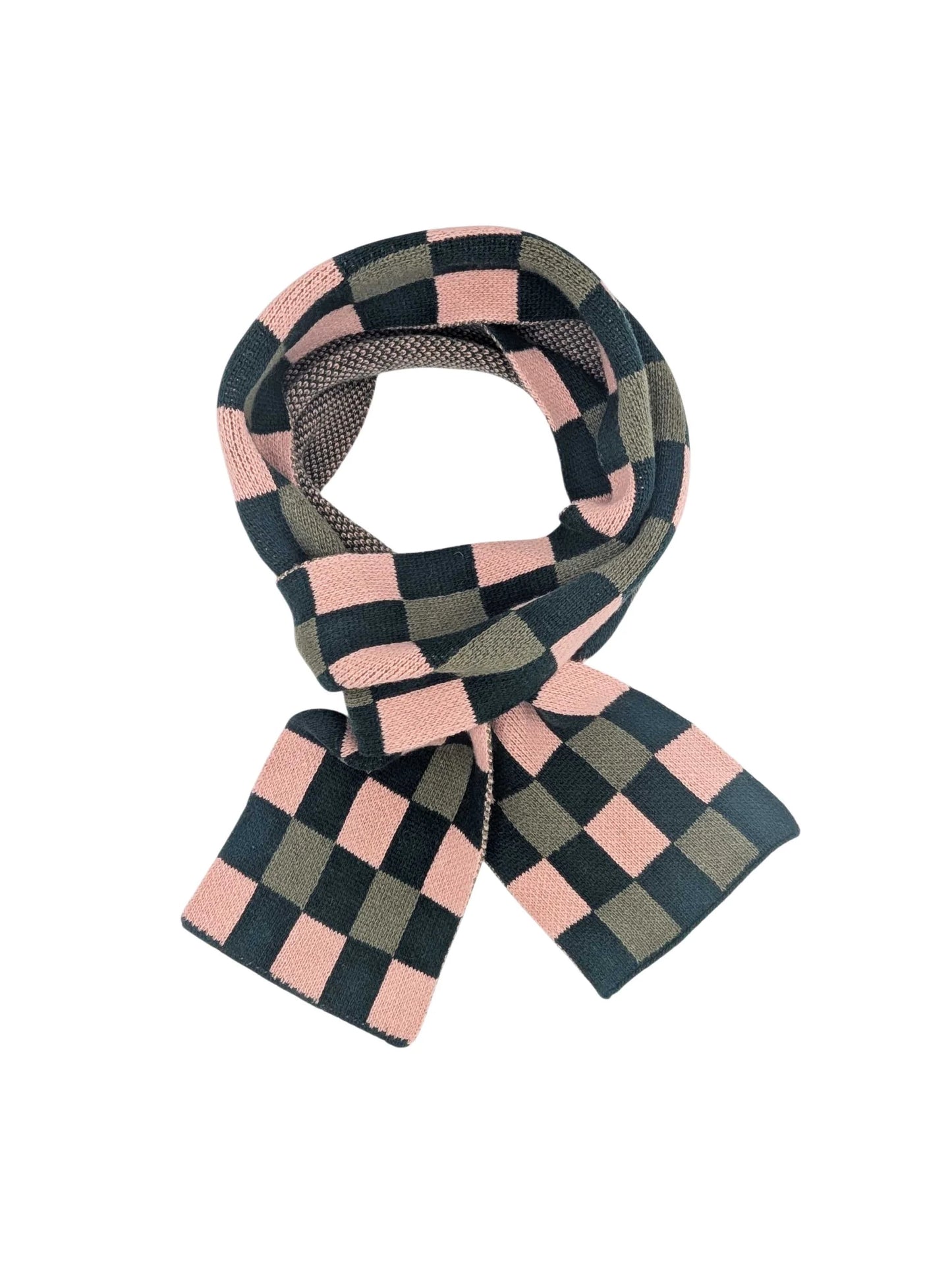 Green & Pink Squares Wool Scarf