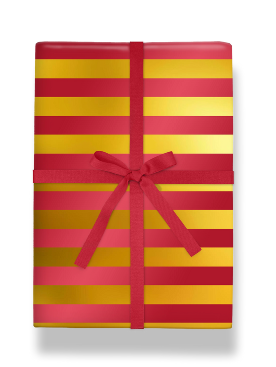 Red & Gold Stripe Foiled Roll Wrap