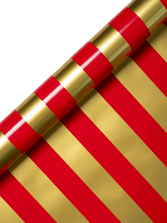Red & Gold Stripe Foiled Roll Wrap