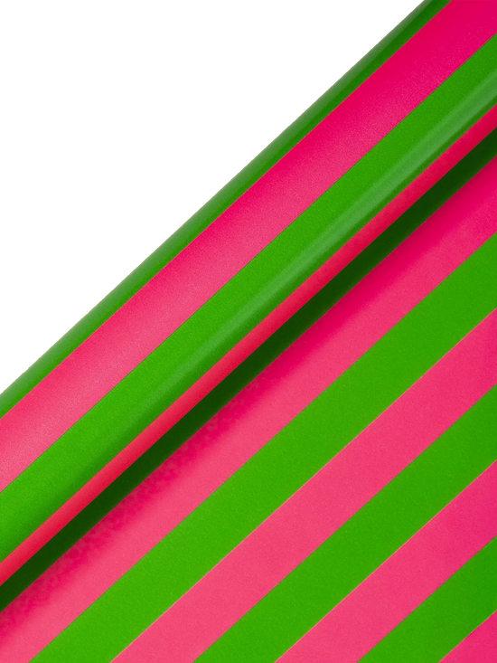 Candy Cane Green & Pink Stripe Roll Wrap