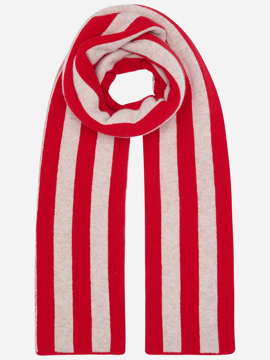 Red & Ecru Stripe Wool Scarf