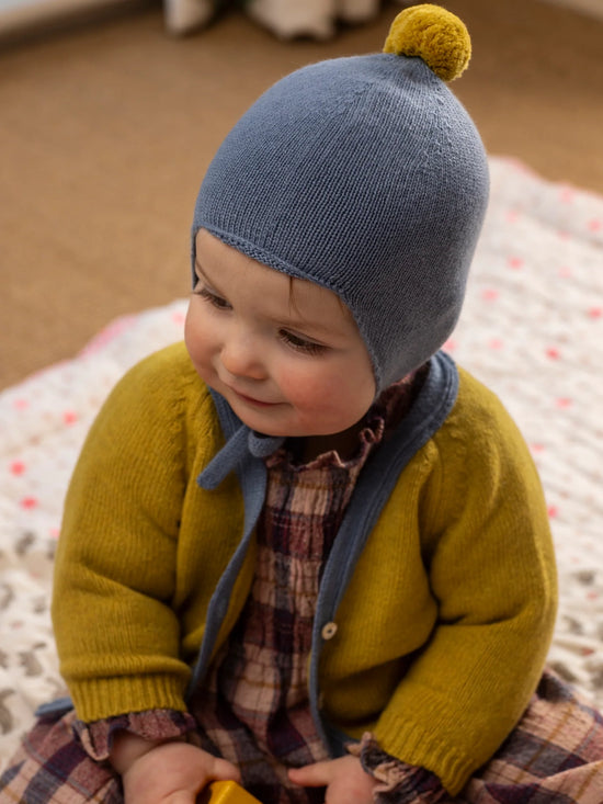 Mermaid with Gold Pom Cashmere Baby Bonnet