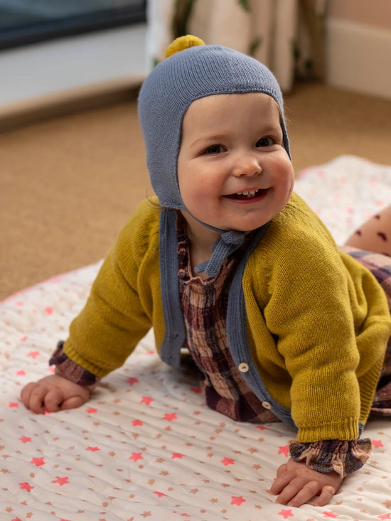 Mermaid with Gold Pom Cashmere Baby Bonnet