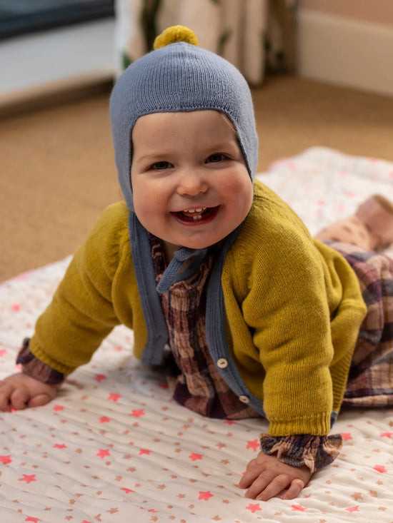 Mermaid with Gold Pom Cashmere Baby Bonnet