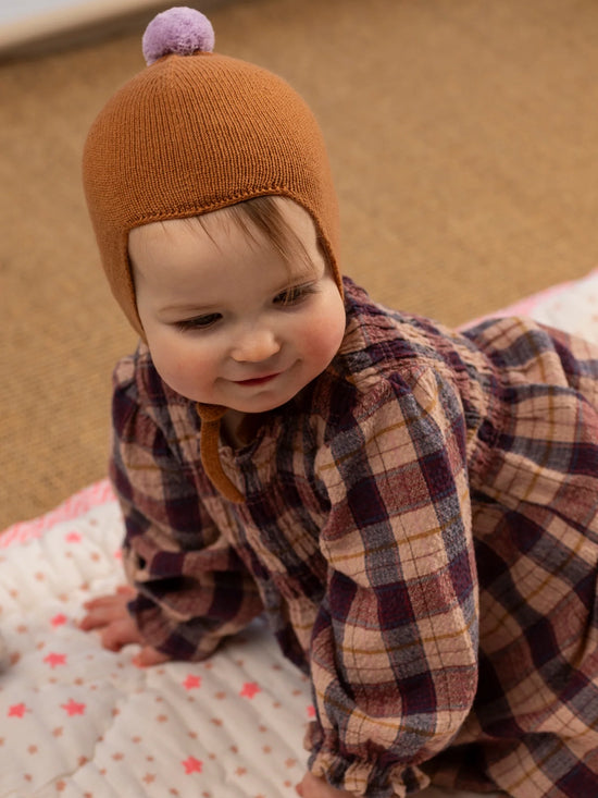 Ginger with Lupin Pom Cashmere Baby Bonnet