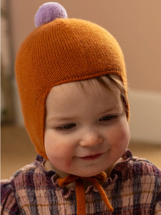 Ginger with Lupin Pom Cashmere Baby Bonnet