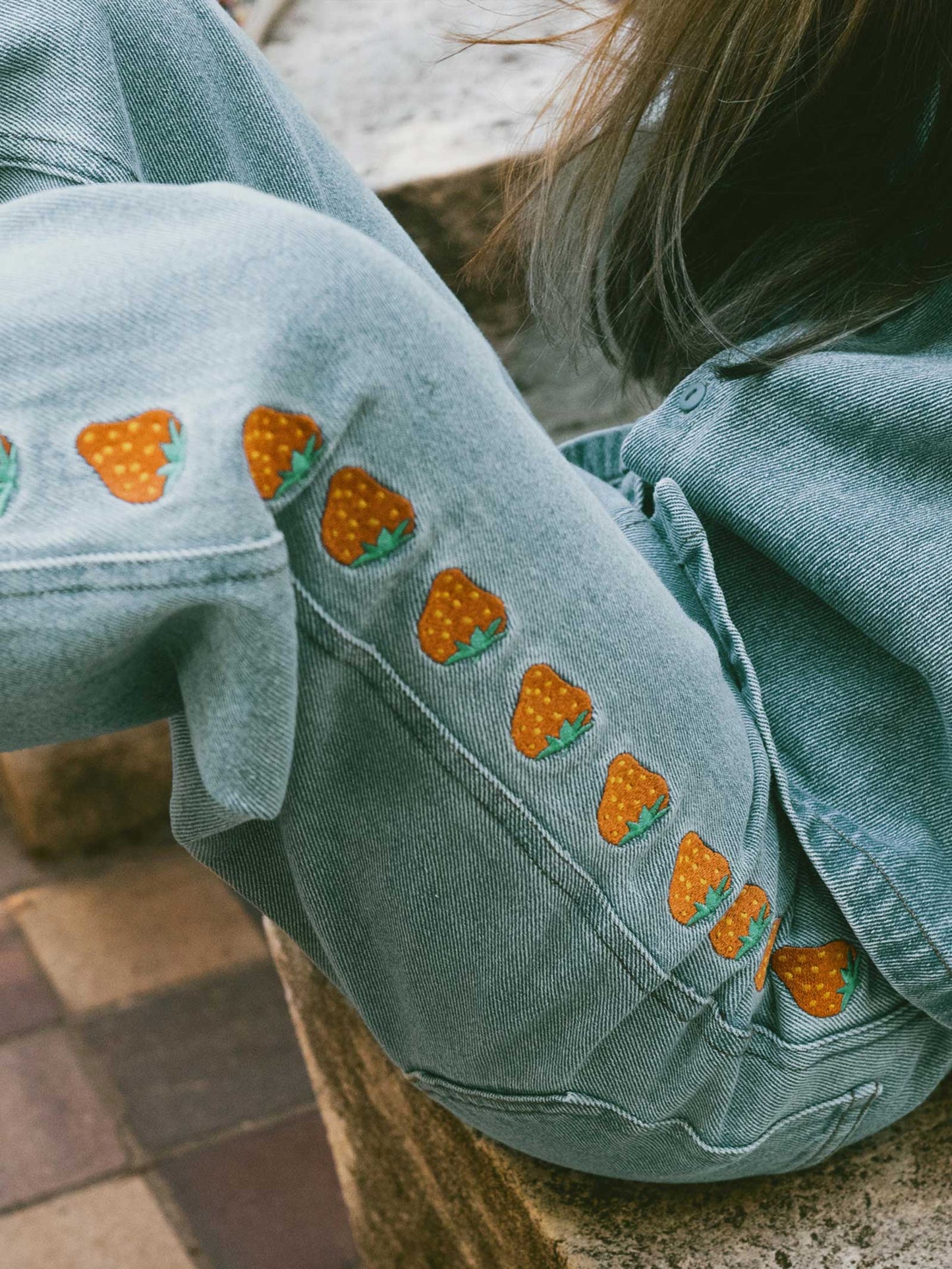 Strawberries Embroidered Jeans