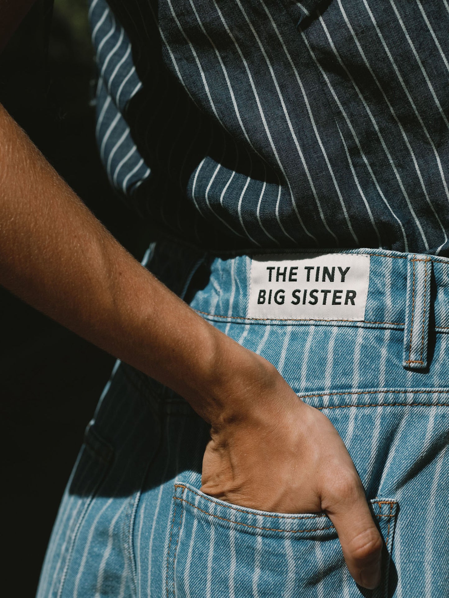Denim Striped Bermuda Shorts