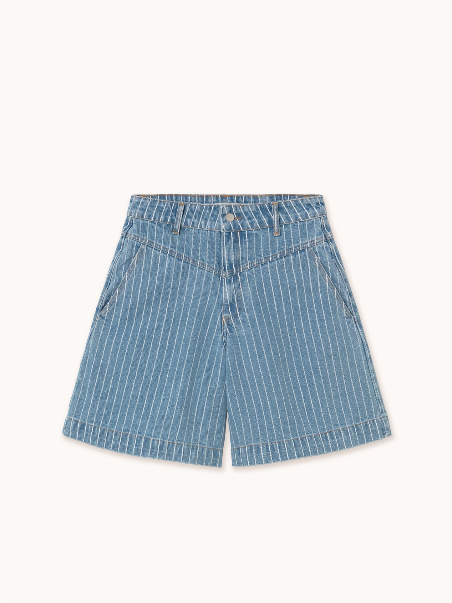 Denim Striped Bermuda Shorts