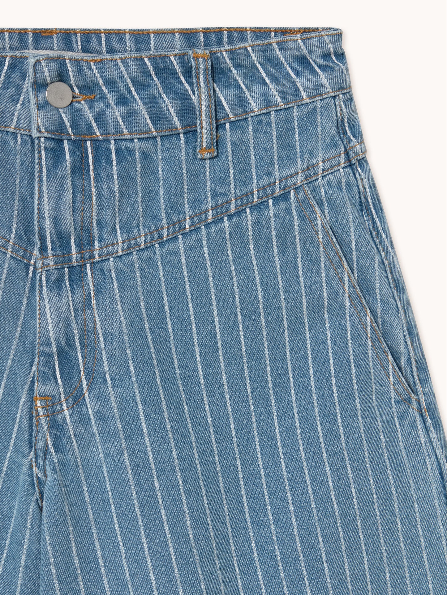 Denim Striped Bermuda Shorts