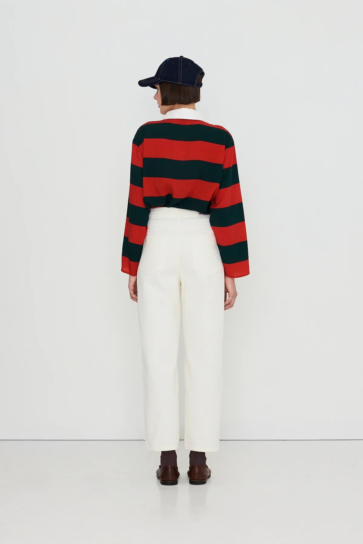 Striped Polo Collar Blouse