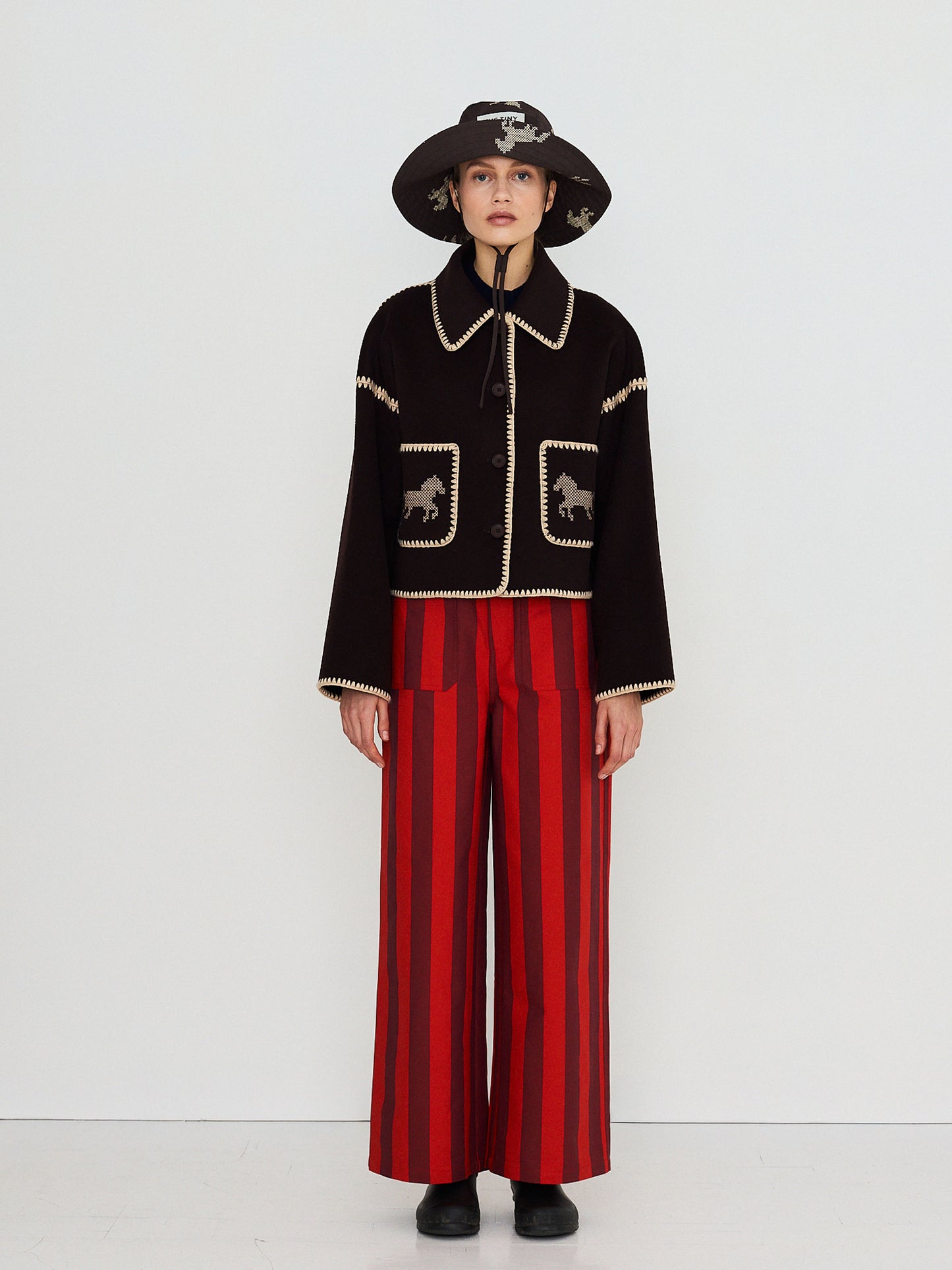 Short Horses Embroidered Coat