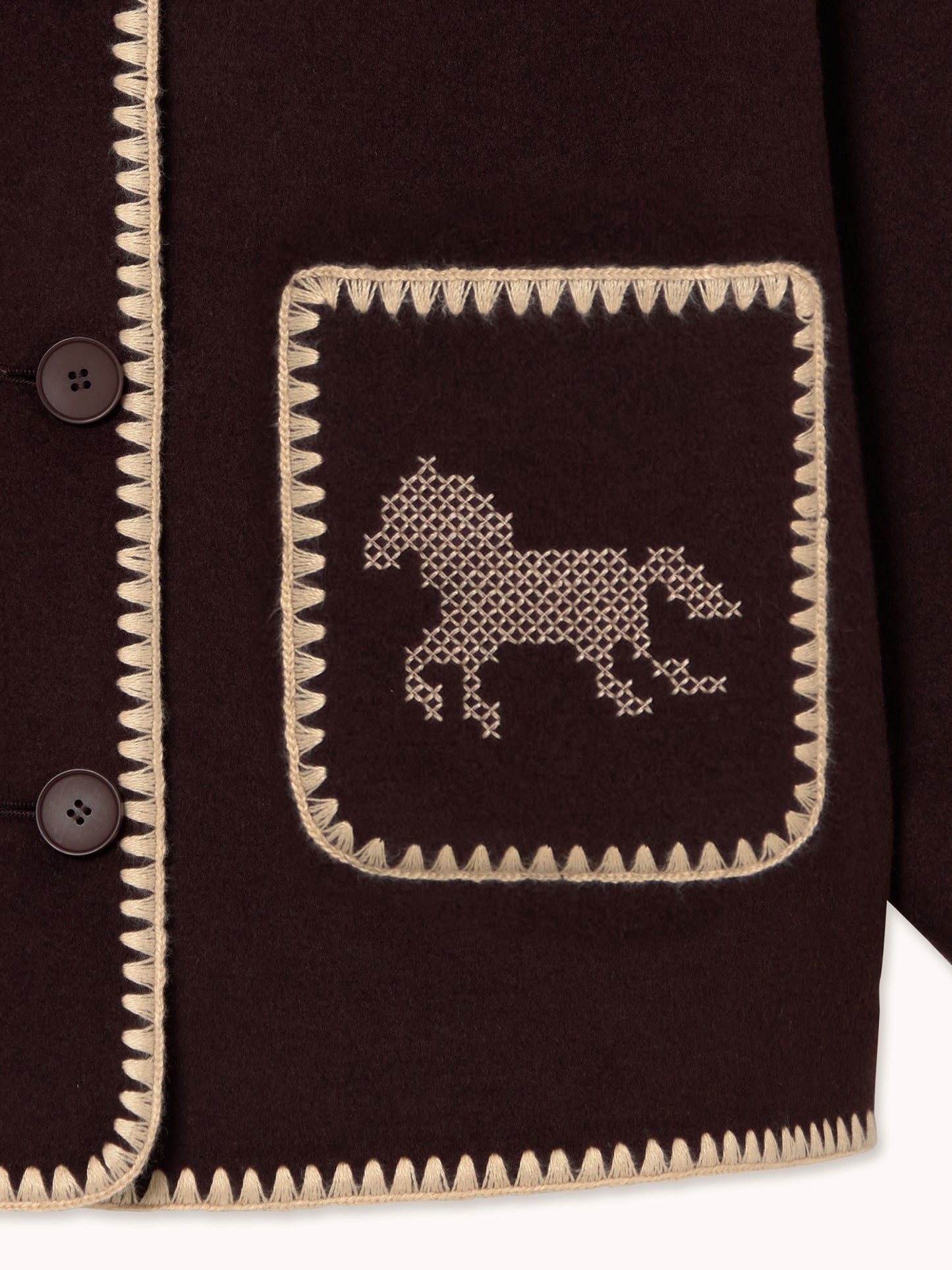 Short Horses Embroidered Coat