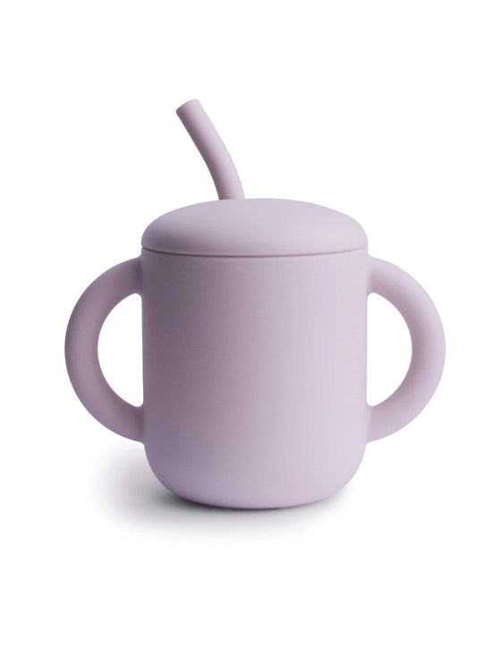 Soft Lilac Silicone Training Cup & Straw