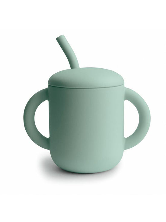 Cambridge Blue Silicone Training Cup & Straw