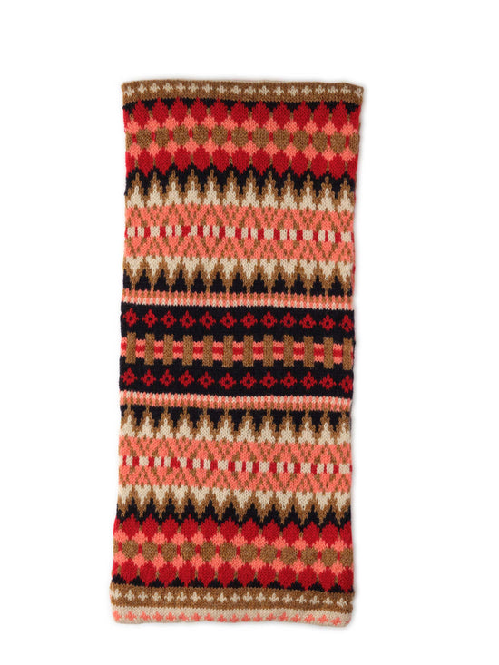 Load image into Gallery viewer, Camel &amp;amp; Coral Fairisle Scarf
