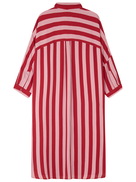 Pink & Red Stripe Shirt Dress