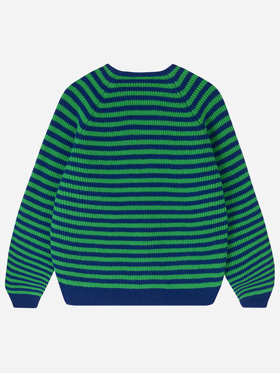Azure & Emerald Stripe Rib Knit Jumper
