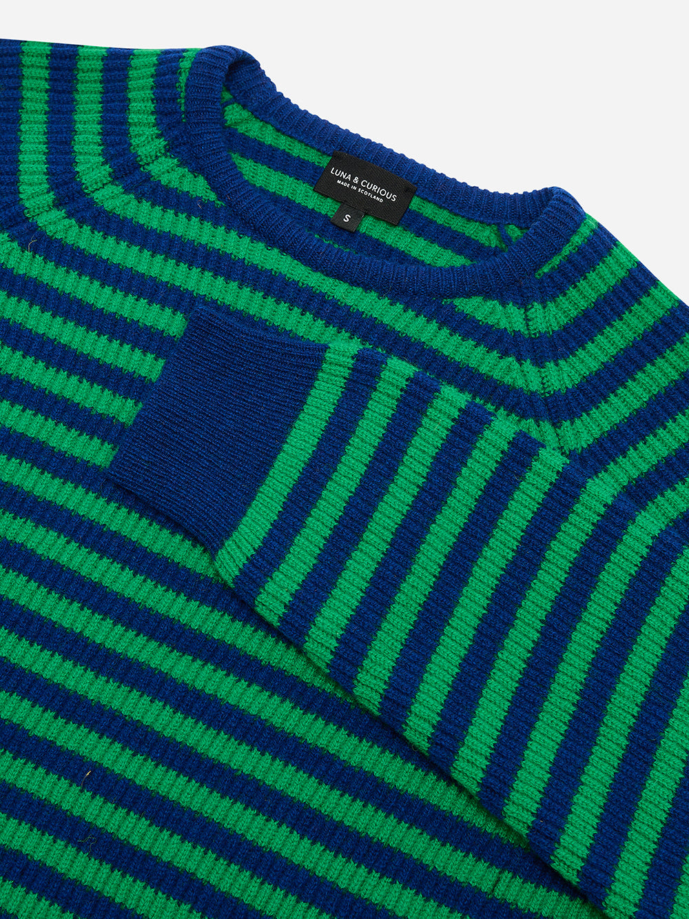 Azure & Emerald Stripe Rib Knit Jumper