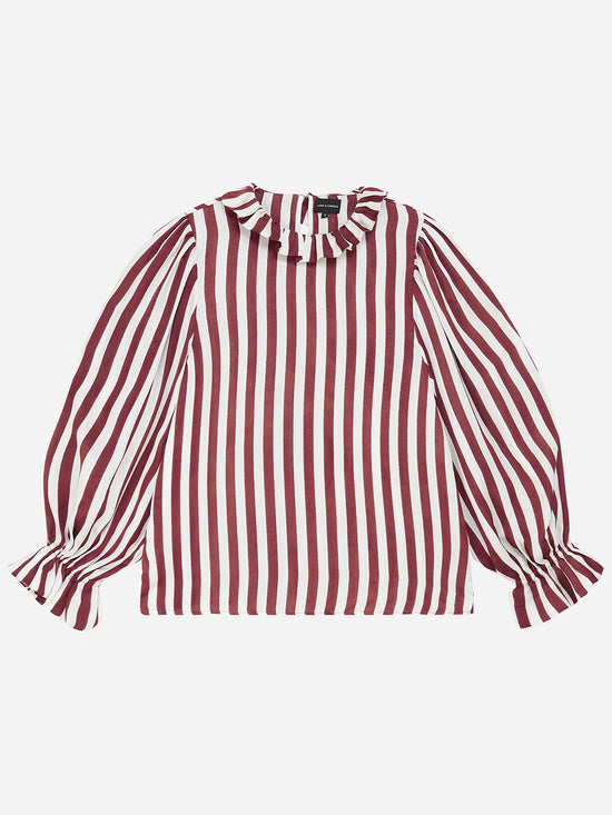 Brown Stripe Puff Sleeve Top