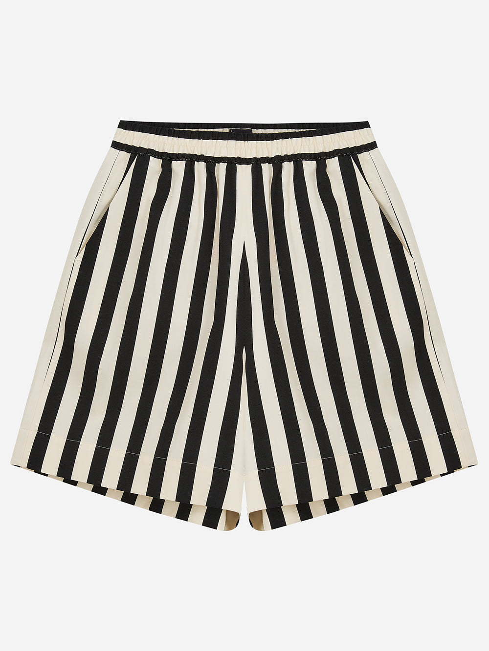 Black Striped Wide Leg Shorts