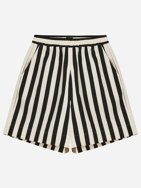 Black Striped Wide Leg Shorts