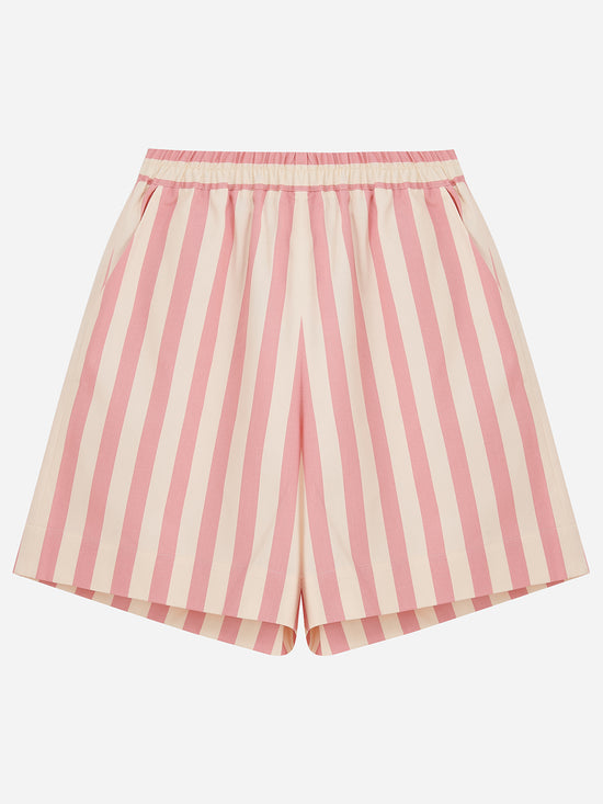 Pink Striped Wide Leg Shorts