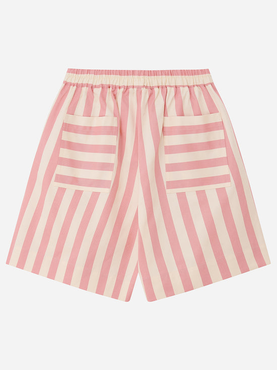 Pink Striped Wide Leg Shorts