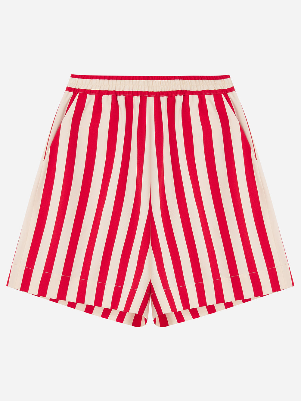 Red Striped Wide Leg Shorts