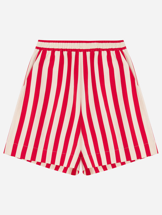 Red Striped Wide Leg Shorts